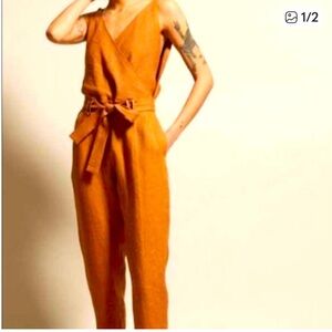 Orange Linen jumpsuit